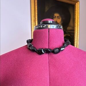 Elegant Black Stone Beaded Necklace